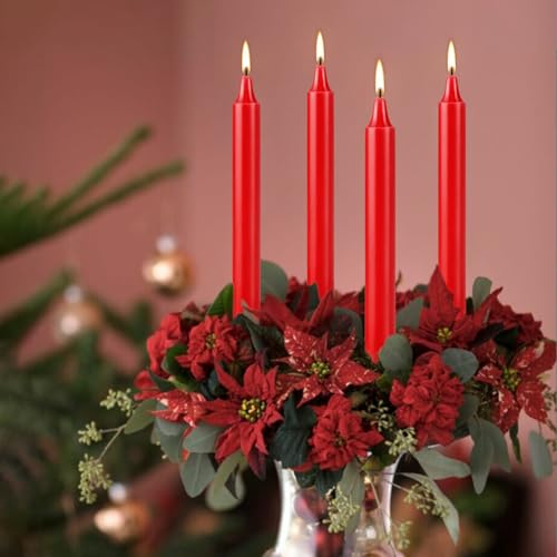 YOROXRG Set of 20 Red Candles –Spell Chime Candles for Christmas,Household, Wedding, Rituals, Prayer, Birthdays, Meditation, Altar,Party and Home Décor Candlesticks - 4 Inch Tall, Unscented (Red) - color: Red-4" 20