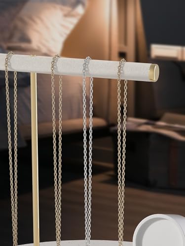 Pangkeep T-Bar Necklace Holder,Jewelry Chains Display Stand for Selling,Velvet Necklace Organizer Stand for Show,Jewelry Tower Tree (Beige) - color: Beige