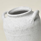 Ceramic Flower Vase, 6.5 inch White Farmhouse Table Rustic Vases, Handcrafted Weathered Pottery Vases, Small Flower Terracotta Vase for Home Decor, Living Room, Table, Shelf, Fireplace