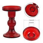 3-Piece Set of Red Glass Candlestick, Crystal Candlestick Holder Holder and Conical Candle, Christmas Candle Holder Decoration, Family Living Room Wedding Candle Holder (red1set) - color: Red