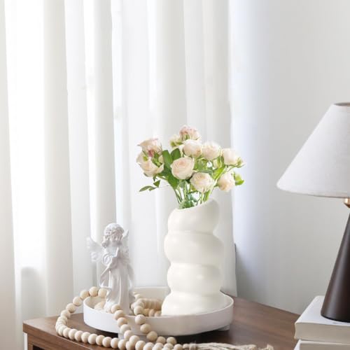 White Flower Vases Plastic Spiral Vase Modern Fall Minimalist Vase Small Pampas Grass Decorative Vases Flower Arrangement Container for Home Decor Wedding Table Party (1Pcs)