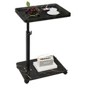 C Table End Table Adjustable Height, 360°Swivel TV Tray Table for Small Spaces, Couch Tables That slide under, C Shaped Side Tables living room and bedroom for Sofa, Bed,Chair, Snack (1, Black) - color: Black