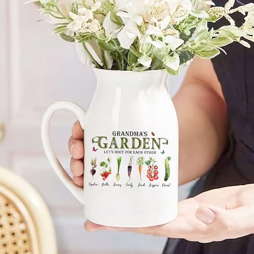 Personalized Grandma's Garden Ceramic Vase - Custom Root for Each Other Vase with Names, Unique Vegetable Art Flower Vases, Gift for Grandma, Gigi Nana, Mom, Mother's Day, Birthday - color: Style 03