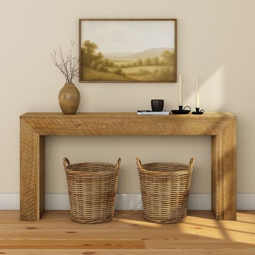 Plank+Beam 66 Inch Camden Console Table - Solid Pine Wood, Easy Assembly for Living Room or Entryway, Rustic Honey - color: Rustic Honey, size: 66 Inch
