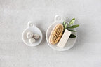 Creative Co-Op Small Marble Handle Dish, 5" x 3.5", White (DF2329) - color: White, size: 5" x 4"
