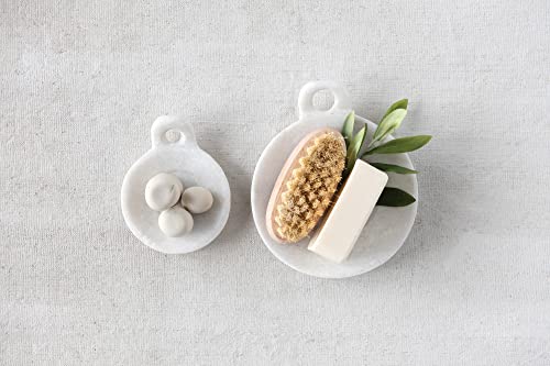 Creative Co-Op Small Marble Handle Dish, 5" x 3.5", White (DF2329) - color: White, size: 5" x 4"