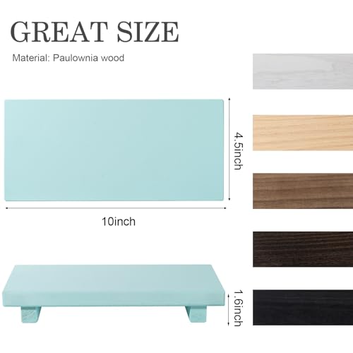zoocatia Small Wood Tray Pedestal Stand Farmhouse Bathroom Decor Decorative Wooden Riser Kitchen Soap Dish Holder for Vanity, Counter, Sink, 10" x 4.5" - Light Blue - color: Light Blue, size: 10" x 4.5" x 1.6"
