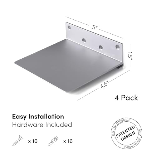 xympo Floating Invisible Bookshelf Wall Mounted (Set of 4) - Aluminum - Turn Books into Floating Shelves
