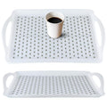 MDLUU Non-Slip Serving Tray with Handles, Food Serving Platter, Set of 2, White - color: White