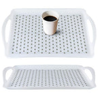 MDLUU Non-Slip Serving Tray with Handles, Food Serving Platter, Set of 2, White - color: White