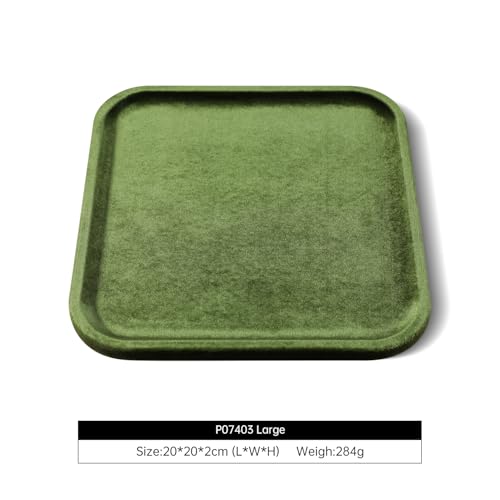 Resilient Velvet Jewelry Display Tray for Ring Earrings Bracelet Necklace, Flat Jewellery Dish for Showcase Store Retail Counter Exhibition Photography Livestream (Olive Green, Large) - color: Olive Green, size: Large