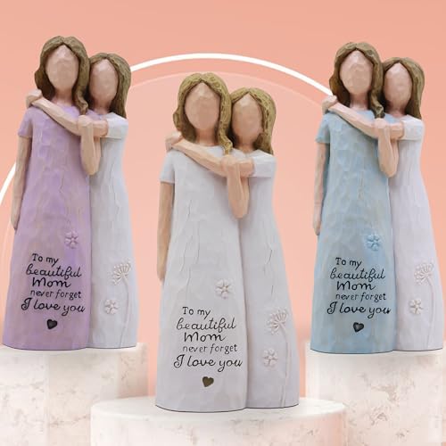 Mom Birthday Gifts from Daughter, Birthday Gift for Mom from Daughter, Valentines Day Gifts for Moms, Sculpted Hand-Painted Figurine - color: White