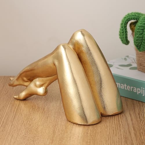 Golden Legs Sculpture Elegant Resin Home Decor Legs Statues Versatile Indoor/Outdoor Ornament, Bedroom, Office Desktop, Cabinets, Perfect (Bowed Leg) - color: Bowed Leg