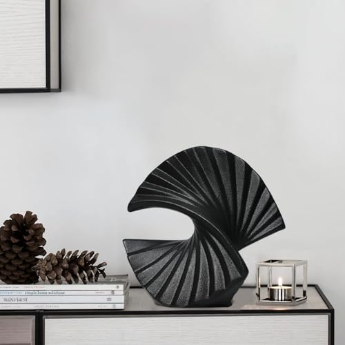 Sector Vase, Set of 2 - Minimalist Nordic, Black Ceramic Sector Vase Vase Decor | Table Centerpiece, Olive Plant, Wedding, Living Room, Bookshelf, Office, Modern Home, Entryway, Console - color: Arch Shape-black