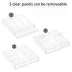 HIIMIEI Acrylic Drawer Organizer, 6 Section Clear Makeup Tray Organizer for Drawer Office Bedroom(11.8x11.8 inch) - size: 12'' x 12''