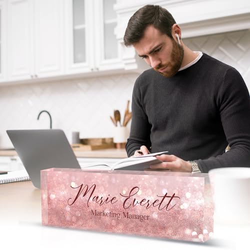 Desk Name Plate Personalized, Custom Name Plate for Office Desk Decor for Women & Men, Custom Office Gifts Employee Appreciation Gifts for Boss, Manager, Nurse, Lawyer, Teacher - color: Crystal 1