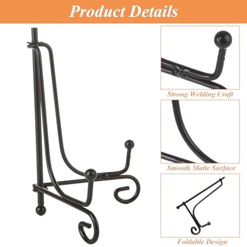 YAYODS 20 Pack Plate Stands for Display 4 Inch Black Iron Easel Stand Holder, Foldable Plate Picture Holder Display Stand for Photo Frames Decorative Books Arts