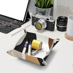 Minimalist Bohemian Abstract Composition Valet Tray Leather Portable Tray Desktop Storage Organizer Bedside for Men Women Jewelry Keys Coin Candy Sundries
