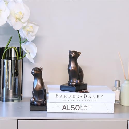 Cat Book-Ends Heavy Duty Decorative-Bookends - Unique Bookend for Books Heavy Duty Antique Book Stopper for Shelf Office Desk Magazine Stand Organizer 2.8 LBS 4.25x2.75x6.75 inches Newman House Studio - color: Cat