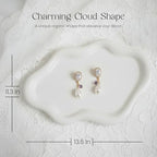 Cloud Ceramic Tray, Glossy White Irregular Jewelry Dish, Luxury Ceramic Ring Holder and Vanity Organizer, Cloud Trinket Plate for Keys, Perfume, or Nightstand Decor