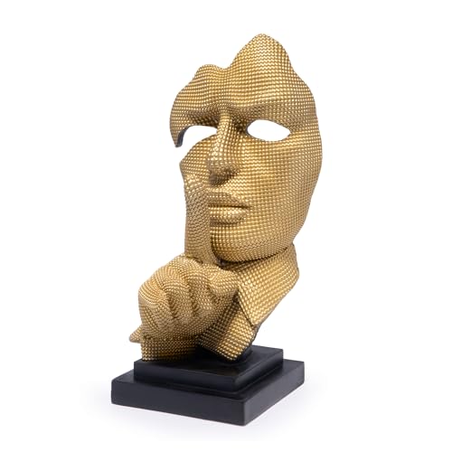 Hodao HodaoModern Golden Abstract Human Face Sculpture Creative Artistic Ornament with a Palm Covering the Face High-end Decorative Item for the Entrance Hall Office Housewarming Gift Modern (Beige) - color: Artistic Human Face B