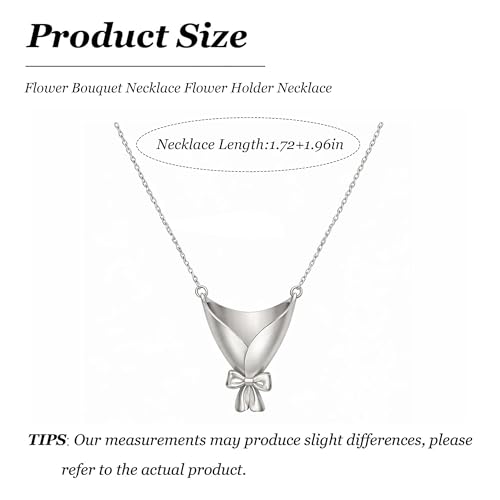 Flower Bouquet Necklace Flower Holder Necklace Pendant Creative Floral Vase Necklaces Kawaii Aesthetic Nature Spring Outfits Jewelry Gift Mothers Day Gifts - color: A1:Silver Flower Bouquet Necklace