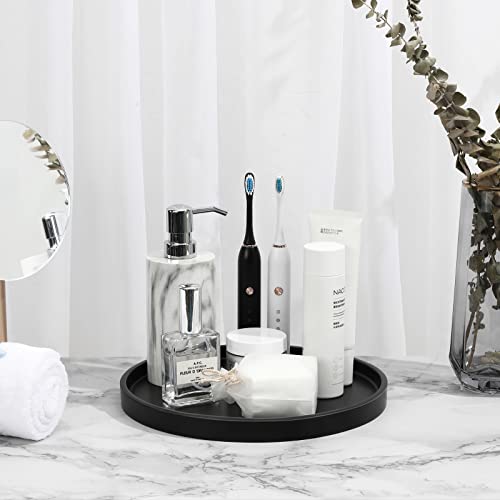 Shinowa Vanity Tray, Resin Bathroom Decorative Tray Catchall Organizer Jewelry Dish Tray for Bathroom Bedroom Counter-top Vanity Organization Vanity Table Jewelry Organizer, Matte Black - color: Black