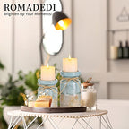 Romadedi Beach Pillar Candle Holder - Terracotta Distressed Blue Teal Ocean Theme Decor Drift Bottle Design Nautical Rustic Farmhouse Gift for Coastal Home Bathroom