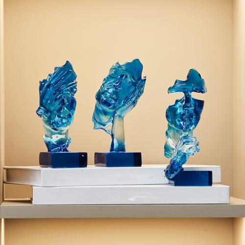 XINXUAN 3PCS Thinker Statue Set : Silence is Gold Abstract Art Ornament, Modern Home Decor Resin Sculpture, Piano, Desktop, Office, Study Decoration (Dark Blue) - color: Dark Blue