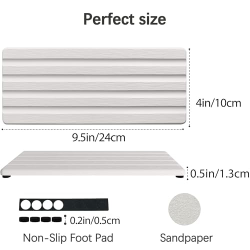Diatomite Soap Dish, Water Absorbing Stone Tray, Kitchen Sink Organizer, Fast Drying Counter Holder (White, 9.5" x 4"/24 x 10cm) - color: White, size: 9.5" x 4" (24 x 10cm)