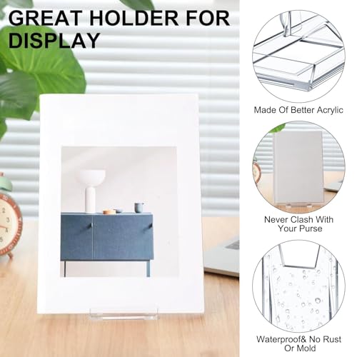 6 Pack 5.91 Inch Acrylic Book Stand for Display Adjustable Clear Display Holder Easel Collector Stand for Home Office Back to School Comic Album Cd Magazine Postcard Artworks - size: 5.91 x 6.1 x 3.15 inch