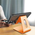 CreaDream Cell Phone Stand, Cradle, Holder, Aluminum Desktop Stand Compatible with Switch, All Smart Phone, iPhone 15 14 13 12 Pro Max Plus Mini Xr X Se 8 SE -Orange - color: Orange