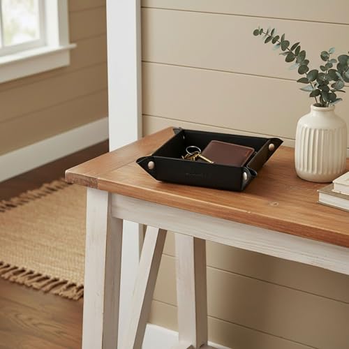 UnionBasic Small Valet Tray, Jewelry Tray for Rings Watches Earrings, Entryway Catchall Caddy for Coins Keys Change, Nightstand Bedside Valet Holder, Trays for Electronic Gadgets, Black - color: Black, size: 5.4" x 5.4" x 1.6"