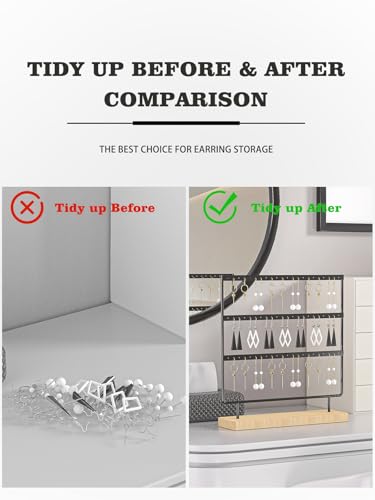 Earring Holder Organizer,Pierced Large Earrings Display Stand For Selling,Small Stud Earring Organizer Rack,Hoop Earring Storage Hanger Tree (Black, 3 tier) - color: Black, size: 3 tier