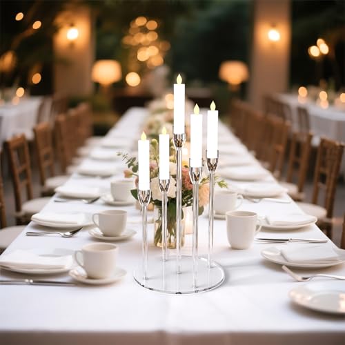 5 Arm Acrylic Candle Holder Stand Elegant Crystal-Clear 3 Tier Stems for Flameless LED Candles Modern Spiral Twist Design, Sturdy 7.09" Round Base Perfect for Weddings & Home Decor (2, Candelabra) - size: Candelabra