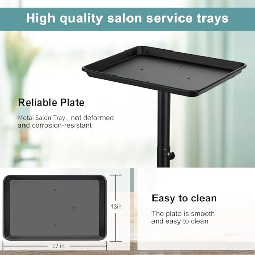 Salon Tray, Salon Rolling Tray with Adjustable Height, Salon Color Tray, Salon Tray on Wheels, Hair Color Tray and Hair Stylist Tray Non-Rusting - color: Deep Black
