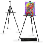 RRFTOK Easel Stand for Sign and Painting - Metal Tripod Adjustable Art Easels for Display Canvases Height from 17 to 66 Inch - Carry Bag for Table-Top/Floor Drawing and Displaying with Black - style: 66S Black 1-pack