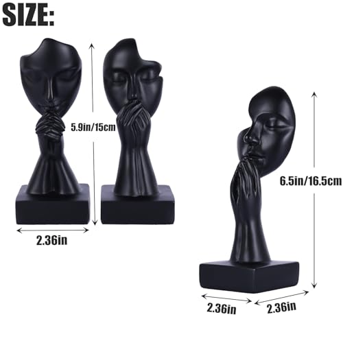 3-Piece Set of Thinker Statues, Gold and Black Abstract Art Meditation Prayer Sculptures, Modern Home Decoration, Desktop Decoration, Home Or Office Decoration Art Gifts(Black-A) - color: Black-a