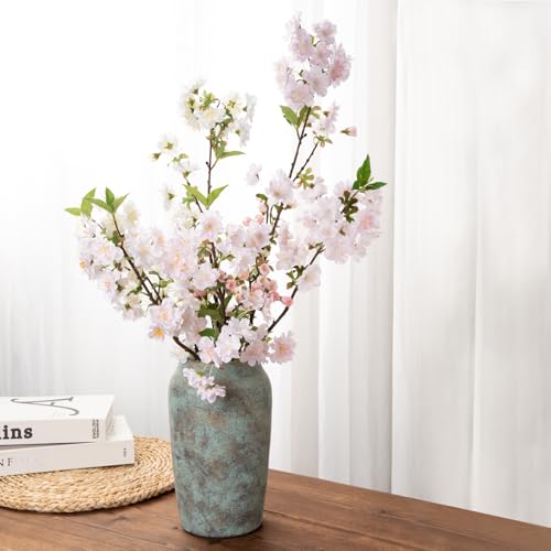 Briful Rustic Vintage Ceramic Vase, 9.06'' Farmhouse Table Decor with Wide Mouth, Large Decorative Vase for Home Decor, Living Room, Entryway & Shelf Styling, Patina - color: 9.06'' Patina