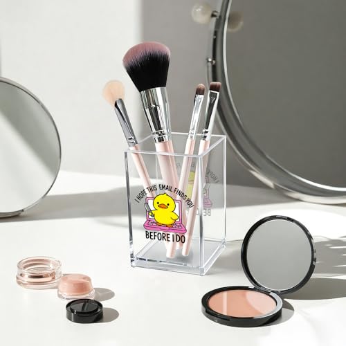 I Hope This Email Finds You Before I Do Acrylic Cosmetic Pencil Pen Holder Cup, Funny Duck Knife Desk Organizer for Home Office Decor, Sarcastic Work Gifts for Women Men Duck Lovers Coworkers - style: Before I Do