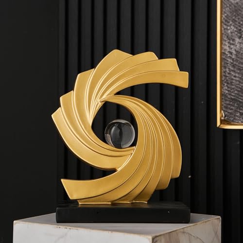 Abstract Art Statue,Modern Gold Minimalist Decoration,Geometric Abstract Sculpture,Decoraciones para Sala Bedroom Office Coffee Tabletop Centerpiece Decoration Resin Collectibles (Gold) - color: Gold
