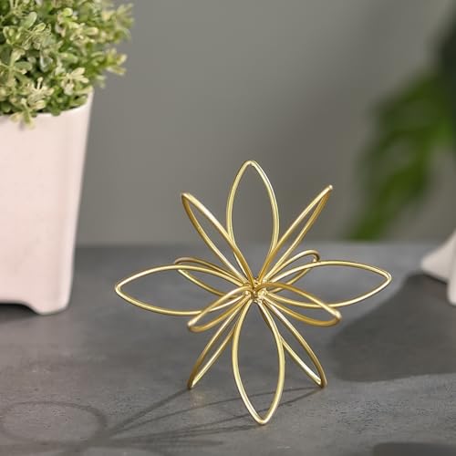 4.25" Gold Sphere Decor, Metal Handmade Floral Decorative Sculpture, Abstract Tabletop Decorative Ball for Home Metal Sphere Decor - color: Golden-4.25in