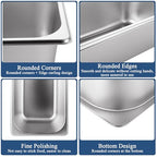 YOUNTHYE 6PCS Hotel Pans Stainless Steel Steam Table Pan 1/3 Size 4 Inch Deep Steam Pan Catering Storage Metal Food Catering Tray for Hotel Restaurant, Buffet Party