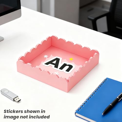 Acrylic Tray, Scalloped Glossy Pink Acrylic Decorative Tray for Home Decor, 8x8 Inch Acrylic Organizer Tray for Vanity Countertop Makeup Skincare Square Acrylic Storage Tray (Square Pink)