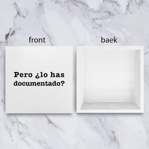 mmiishe Spanish But Did You Document It Wooden Box Sign The Office Gifts Boss Day Gifts for Him Funny Office Boss Gifts for Women Coworkers Decorations for Home Office Desk 5 x 5 Inches - color: White Spanish, size: 5 x 5 inches