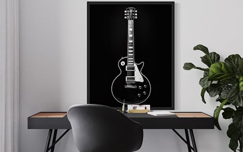 Electric Guitar Art Music Poster - Musical Instrumental Wall Art Print - Black and White - Photography Musical Art - Bedroom or Office Living Room Decor 137 (Electric Guitar, 16 x 20 inches, Unframed) - color: Electric Guitar, size: 20"L x 16"W