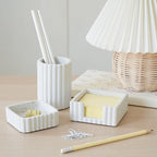 KIBAGA Modern Aesthetic Desk Accessories Set of 3 - Stylish Concrete Organizers for Pens & Office Supplies - A Cute and Functional Addition to Your Workspace Decor