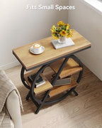 End Table, Narrow Side Table with 4-Tier Large Storage Space, Modern Bedside Table for Living Room, Home Office, Bedroom, Natural - color: Natural