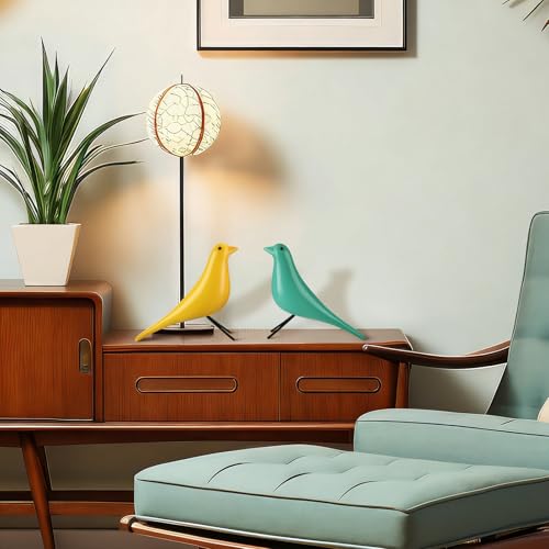 AceOrbit 3 Pcs Mid Century Modern Decor Medieval Table Decor Large Ceramic Birds Orange Blue and Yellow Ceramic Birds for Home Office Table Desktop Bookshelf Mantelpiece Shelf Centerpiece - style: Retro Style