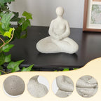 Abstract Meditation Lady Statue, 5.2 inches, White Resin Yoga Figurine, Modern Home Office Desk Decor - color: Rough White